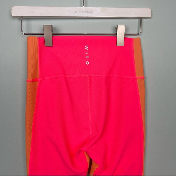 Wilo The Label Pink and Orange Color-Block Ribbed Leggings - Picture 5 of 7